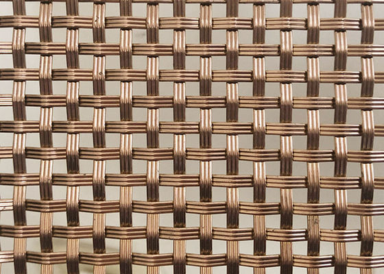 3.75m m SS316L Rose Gold Decorative Woven Wire Mesh Wall Cladding
