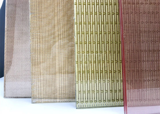Alambre tejido de cobre amarillo arquitectónico Mesh For Laminated Glass, color oro