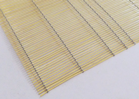 Alambre tejido de cobre amarillo arquitectónico Mesh For Laminated Glass, color oro