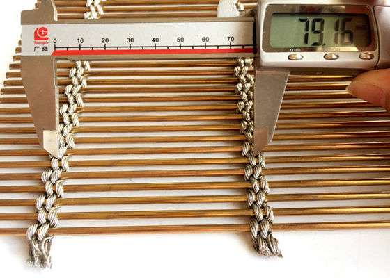 Anchura arquitectónica de Mesh Screen los 6m del metal de Pvd del alambre del cable del color oro