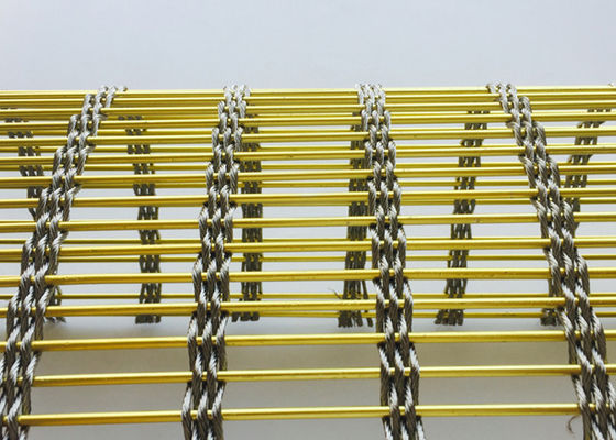 División decorativa 7m m Mesh Gold Color Metal arquitectónico de acero inoxidable