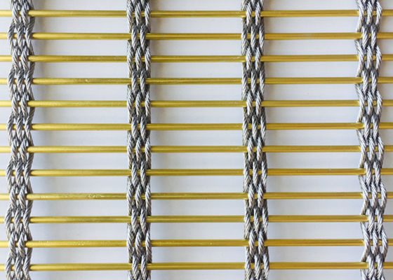 División decorativa 7m m Mesh Gold Color Metal arquitectónico de acero inoxidable