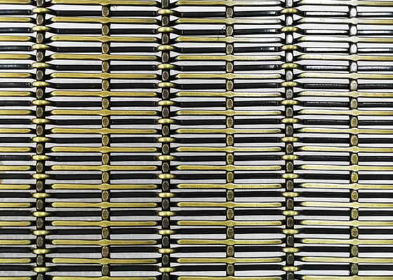 acero inoxidable arquitectónico de cobre amarillo Mesh For Wall Cladding de la antigüedad de la longitud de 3M