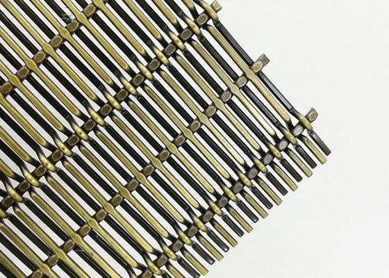 acero inoxidable arquitectónico de cobre amarillo Mesh For Wall Cladding de la antigüedad de la longitud de 3M