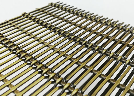 acero inoxidable arquitectónico de cobre amarillo Mesh For Wall Cladding de la antigüedad de la longitud de 3M