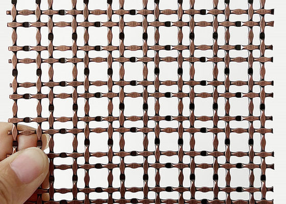 Alambre de acero inoxidable Mesh For Ceiling de la encrespadura de la cerradura del cobre de la antigüedad del color rojo 316