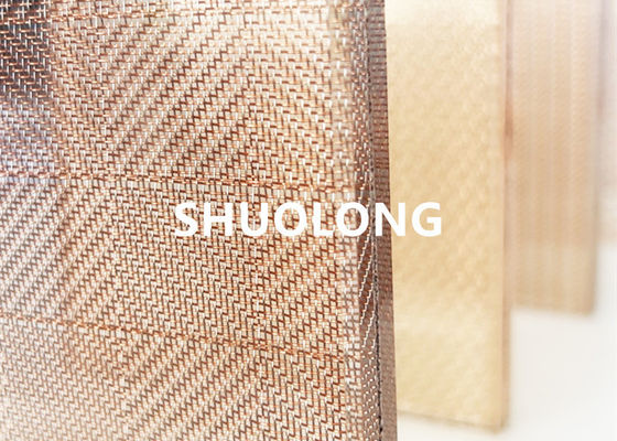 Tela laminada de cristal de bronce de Mesh Copper Flexible Woven Metal del alambre para decorativo