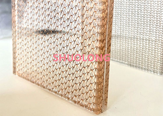 El vidrio de bronce laminó el alambre Mesh Copper Weave Metal Fabric para el diseño interior