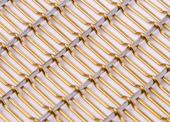 Divisiones de acero inoxidables de Mesh Fabric Bronze Color For del metal flexible