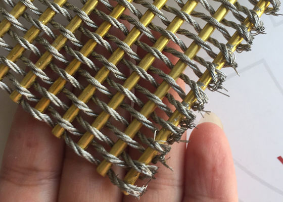 Divisor tejido flexible de Mesh Fabric Oxidation For Room del metal del color oro