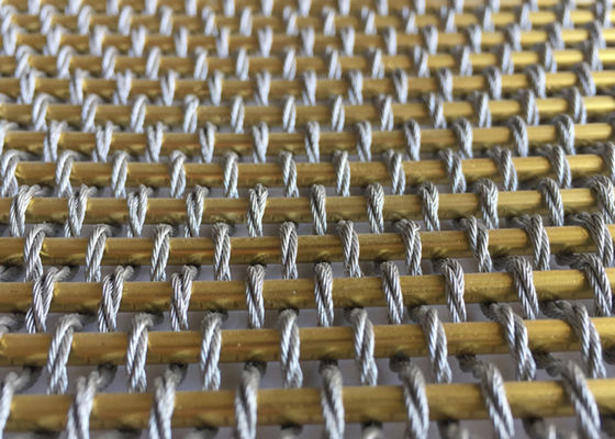 Divisor tejido flexible de Mesh Fabric Oxidation For Room del metal del color oro