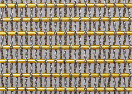 Divisor tejido flexible de Mesh Fabric Oxidation For Room del metal del color oro