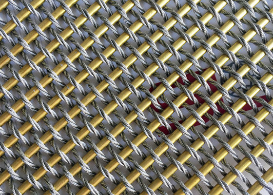 Divisor tejido flexible de Mesh Fabric Oxidation For Room del metal del color oro