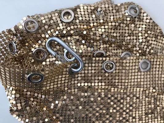 Cortina de malla metálica de malla de cadena Sequins de plata SGS Material de tela Tejido plano