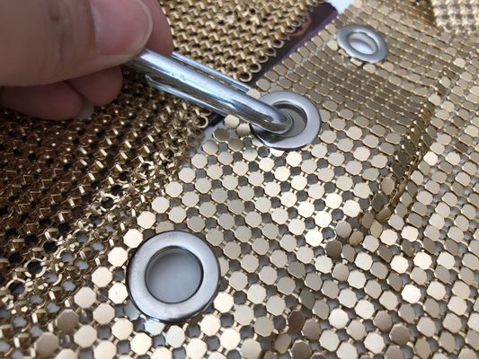 Cortina de malla metálica de malla de cadena Sequins de plata SGS Material de tela Tejido plano