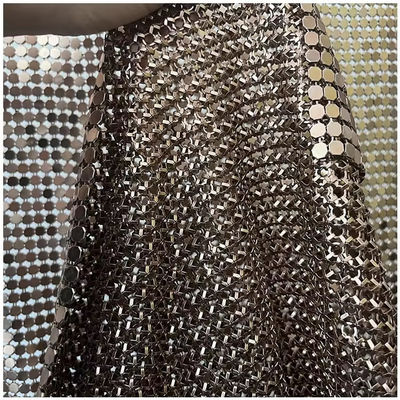Tejido de enlace de cadena de chaqueta metálica de aleación de aluminio para cortinas Tejido de malla metálica