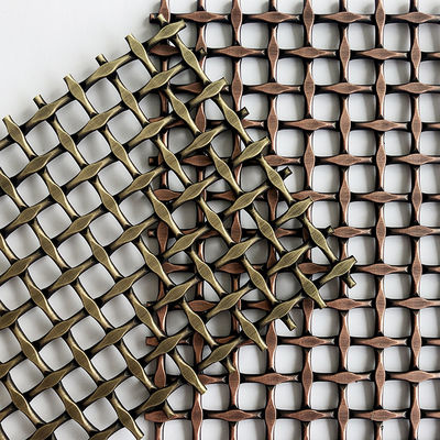 Tejido de malla tejida arquitectónica de acero inoxidable de color anti latón para fachadas personalizadas