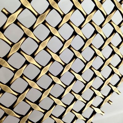 Tejido de malla tejida arquitectónica de acero inoxidable de color anti latón para fachadas personalizadas