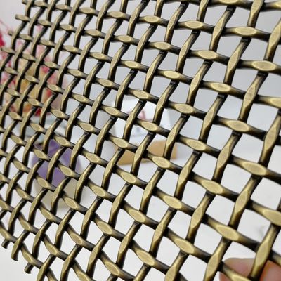 Malla de alambre tejido decorativa con certificación ISO9001, diseño fácil de limpiar, paso plano de 10 mm