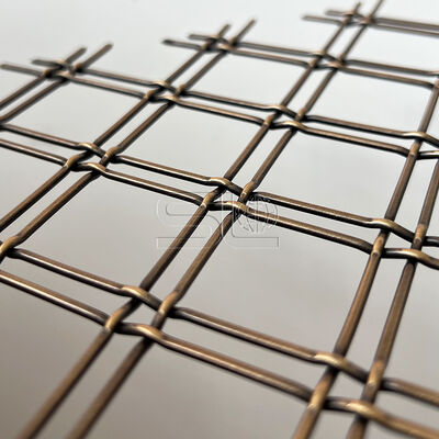 Antique Bronze Crimped Wire Architectural Woven Wire Mesh Diamond Open Weave