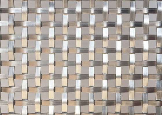 Malla de alambre tejida Flatwire de acero inoxidable de Mesh Screen For Architectural Woven del metal del color natural