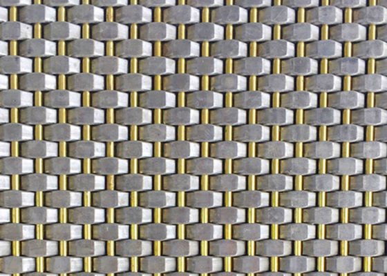 Superficie tejida SS prensada de cobre amarillo de Mesh Cladding Facade PVD del alambre