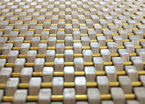 Superficie tejida SS prensada de cobre amarillo de Mesh Cladding Facade PVD del alambre