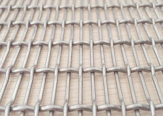 Antiacido decorativo de la malla metálica SS316 de la armadura llana de la encrespadura con la estructura sólida