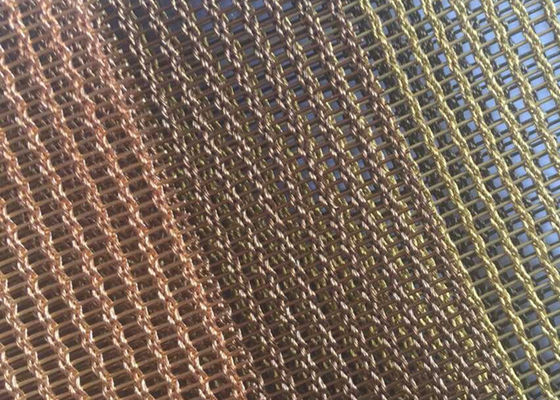 Malla de alambre de cristal laminada de bronce PVD Mesh Fabric de cobre tejido metal de 1.5m m los 4m