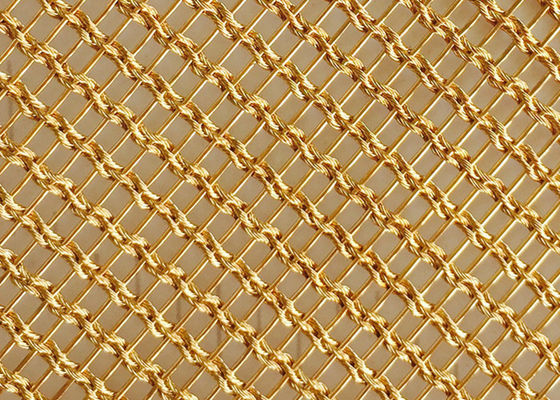 Malla de alambre de cristal laminada de bronce PVD Mesh Fabric de cobre tejido metal de 1.5m m los 4m