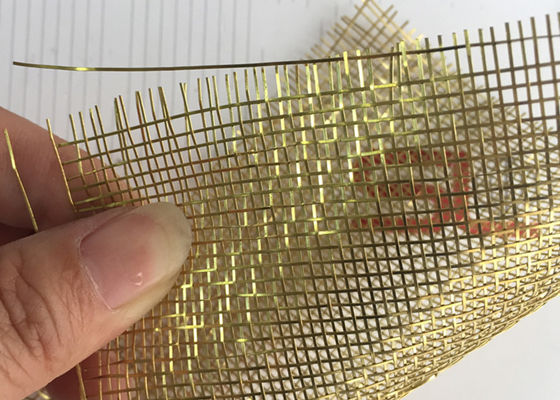Alambre laminado de cristal arquitectónico ultra fino Mesh Brass Woven 0.5m m