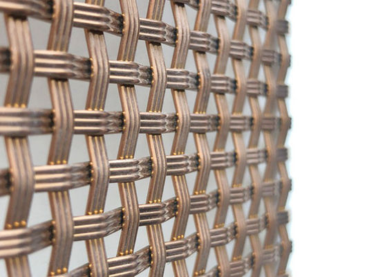 3.75m m SS316L Rose Gold Decorative Woven Wire Mesh Wall Cladding