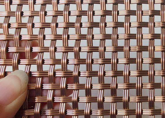 3.75m m SS316L Rose Gold Decorative Woven Wire Mesh Wall Cladding