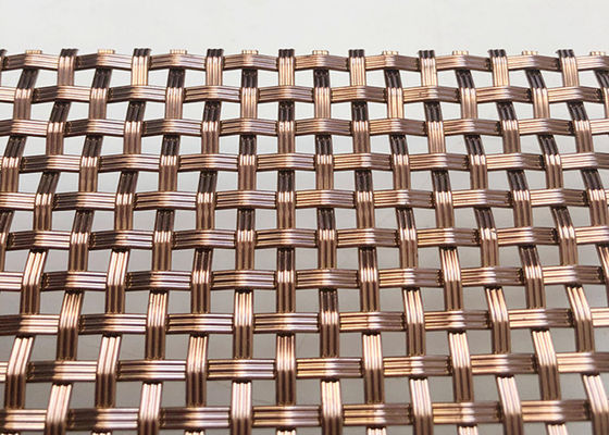 3.75m m SS316L Rose Gold Decorative Woven Wire Mesh Wall Cladding
