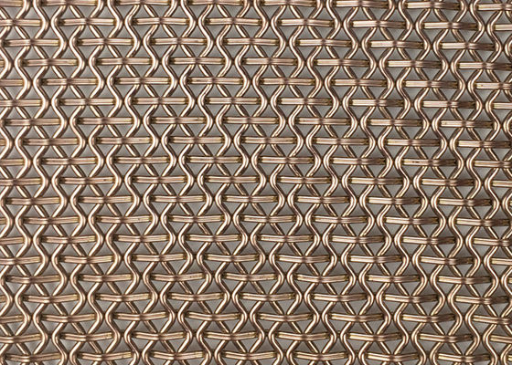 Alambre tejido decorativo Mesh Facade Panels SS410 4.5m m del metal arquitectónico de PVD