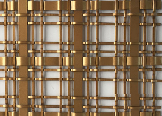 Metal tejido arquitectónico Mesh Building Facade 7.8kg/M2 del cuadrado ornamental de bronce