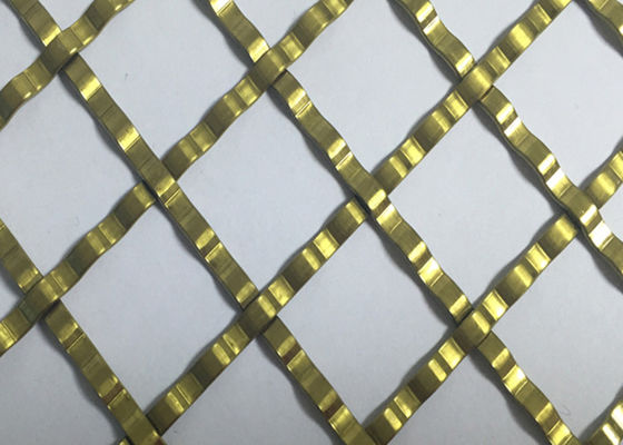 ISO9000 perforación rectangular Mesh Golden Crimped Metal Cabinet Mesh Antifire