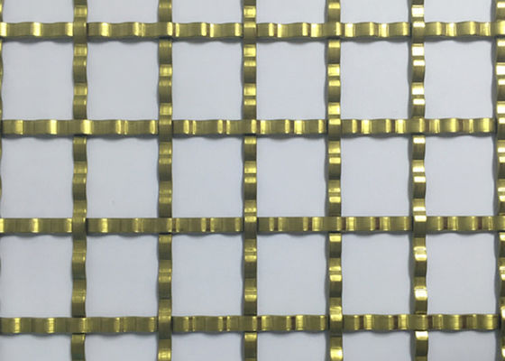 ISO9000 perforación rectangular Mesh Golden Crimped Metal Cabinet Mesh Antifire