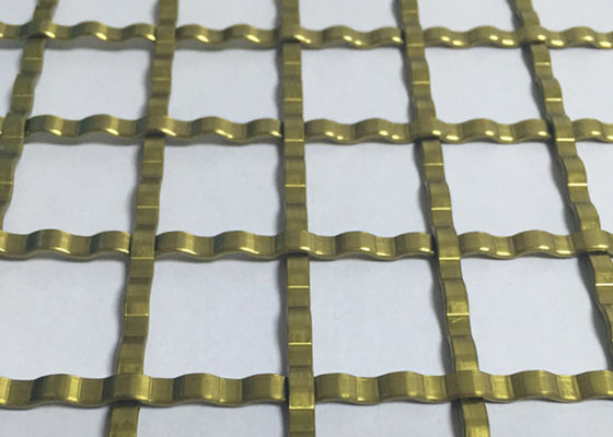 ISO9000 perforación rectangular Mesh Golden Crimped Metal Cabinet Mesh Antifire