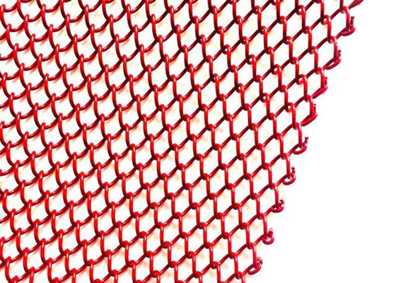 Acero rojo Mesh Curtain 2.4kg/M2 de 1m m Dia Metal Coil Drapery Stainless