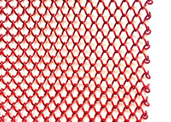 Acero rojo Mesh Curtain 2.4kg/M2 de 1m m Dia Metal Coil Drapery Stainless