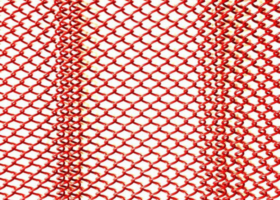 Acero rojo Mesh Curtain 2.4kg/M2 de 1m m Dia Metal Coil Drapery Stainless