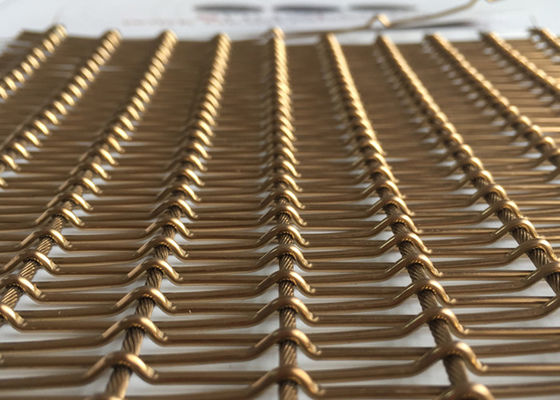 Recubrimientos de paredes de acero de cobre amarillo antiguos de Mesh Fabric 6m m PVD del metal flexible SS316