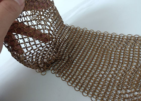 Correo en cadena de cobre amarillo antiguo Ring Mesh Curtain Facade Architectural Decoration