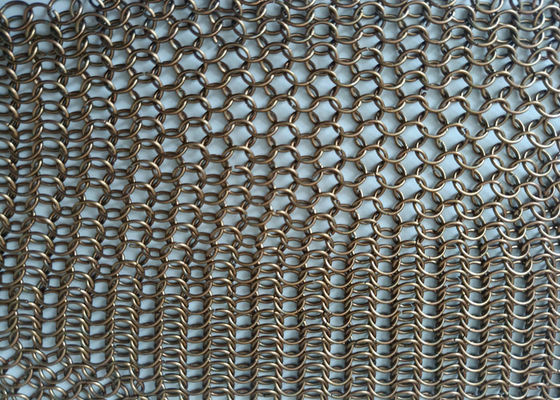 Correo en cadena de cobre amarillo antiguo Ring Mesh Curtain Facade Architectural Decoration