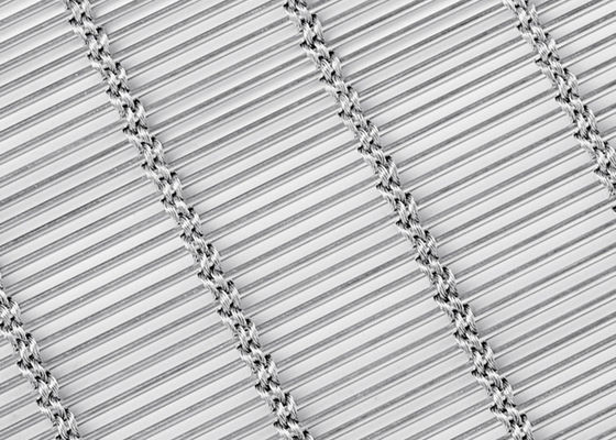 fachada arquitectónica de Mesh Curtain Natural Color Woven MetalFabric del acero inoxidable de los 6m del x 120m