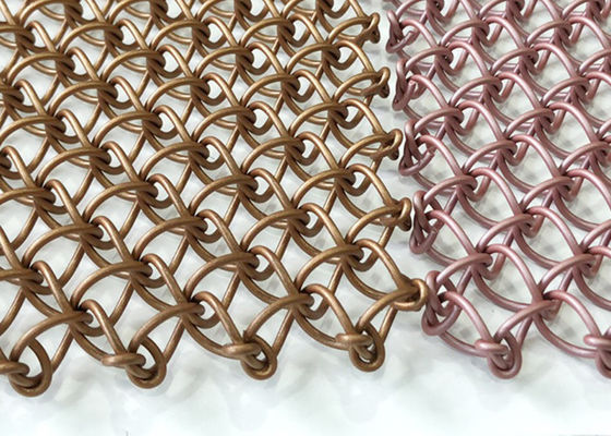 Alambre tejido decorativo de acero inoxidable Mesh Screen Rigid Anti Impact del metal 1.5m m de Pvd