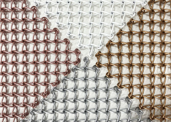 Alambre tejido decorativo de acero inoxidable Mesh Screen Rigid Anti Impact del metal 1.5m m de Pvd