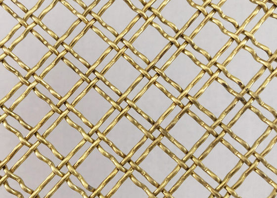 Alambre doble de cobre amarillo Mesh For Decorative Fence de la encrespadura de la cerradura de la resistencia térmica
