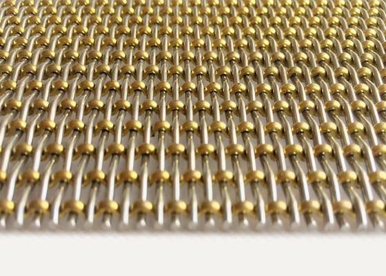 alambre de cobre amarillo Mesh Woven Stairs Railing de la encrespadura de la cerradura de la decoración de la gota de 3.2m m